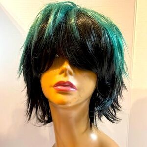 Fabulous Green & Black Pixie Cut Synthetic Wig